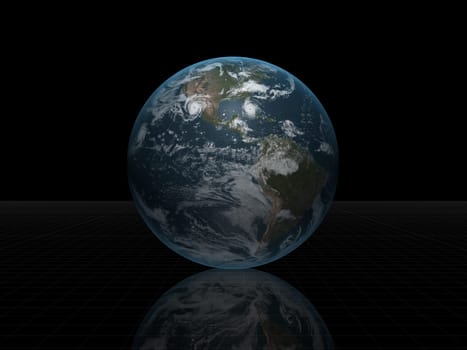 3d rendered illustration of a gobe on a mirror surface