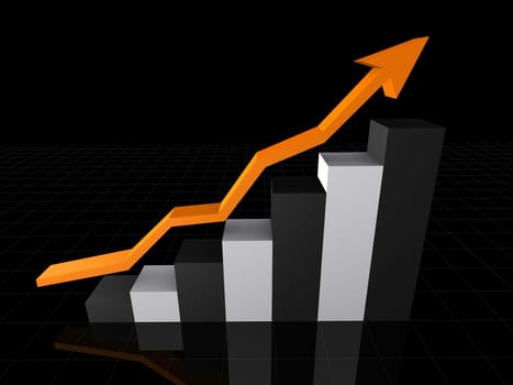 3d rendered illustration of a rising statistic
