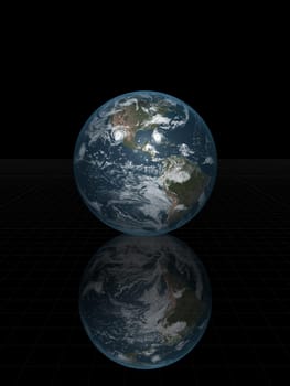 3d rendered illustration of a gobe on a mirror surface