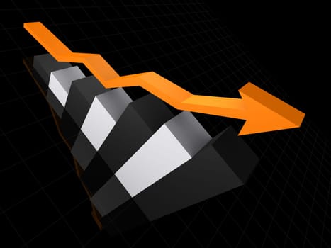3d rendered illustration of a rising statistic