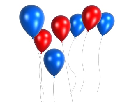 3d rendered illustration of red and blue balloons