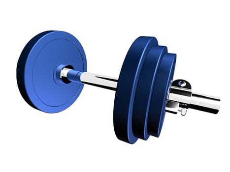 3d rendered illustration of a blue barbell