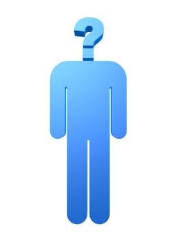 3d rendered illustration of a blue man sign with question mark