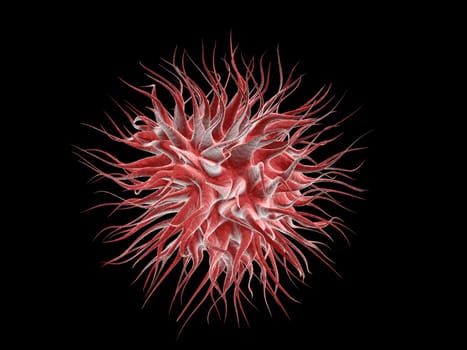 3d rendered close up of an isolated red virus