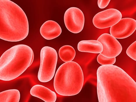 3d rendered close up of streaming red blood cells
