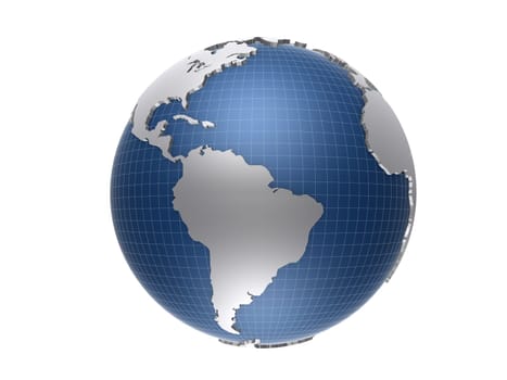3drendered illustration of a blue and silver globe