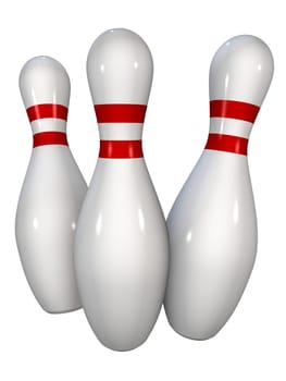 3d rendered illustration of some bowling pins