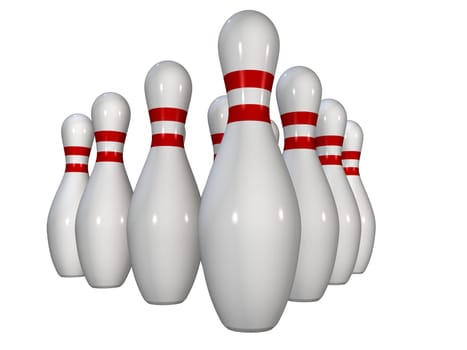 3d rendered illustration of some bowling pins