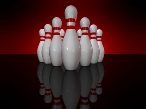 3d rendered illustration of some bowling pins