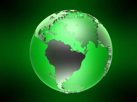 3drendered illustration of a green glowing globe