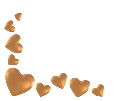 3d rendered illustration of some golden hearts
