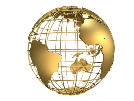 3d rendered illustration of a golden metal globe