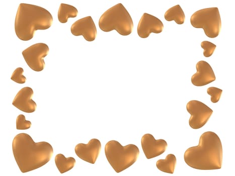 3d rendered illustration of many golden hearts