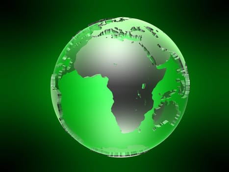 3drendered illustration of a green glowing globe