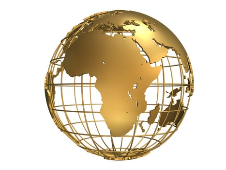 3d rendered illustration of a golden metal globe