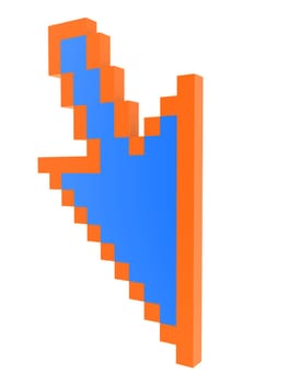 3d rendered illustration of an orange and blue  cursor