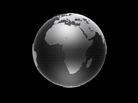 3d rendered illustration of a black and silver globe