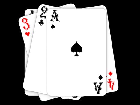 3d rendered illustration of some poker cards