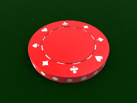 3d rendered illustration of one red jeton