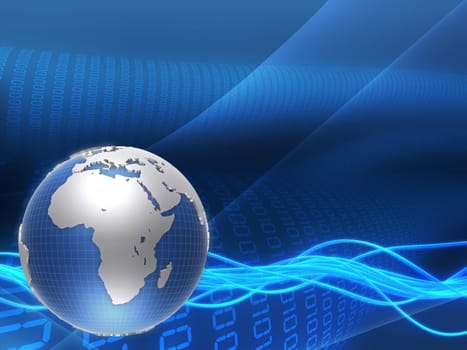 3d rendered illustration of a globe and a binary code
