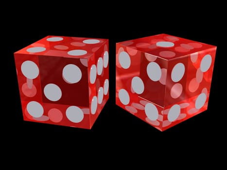 3d rendered illustration of two red dice