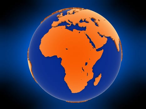 3d rendered illustration of a blue and orange globe