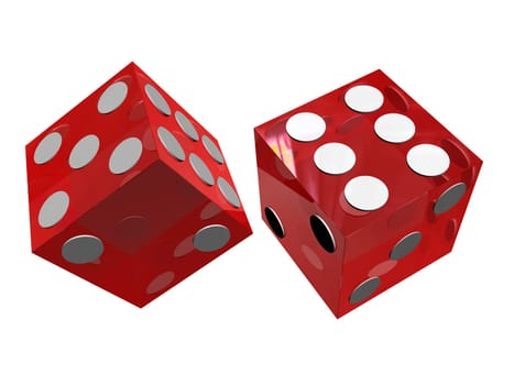 3d rendered illustration of two red dice