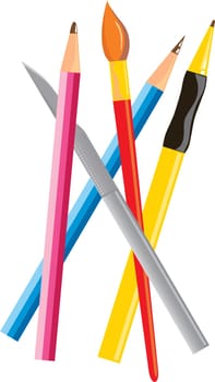 Illustration of pen and pencil
