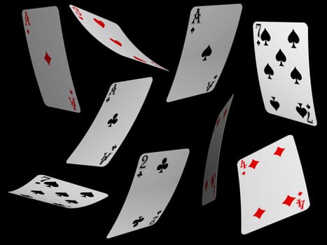 3d rendered illustration of some poker cards
