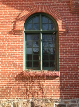 Beautiful architectural details of an old brick building.