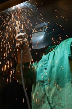 welder at shipyard working