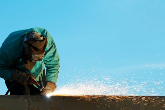 welder at shipyard working