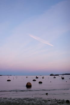 Low tide evening sea