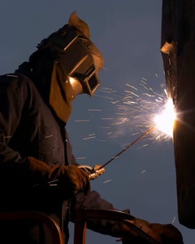 welder at shipyard working