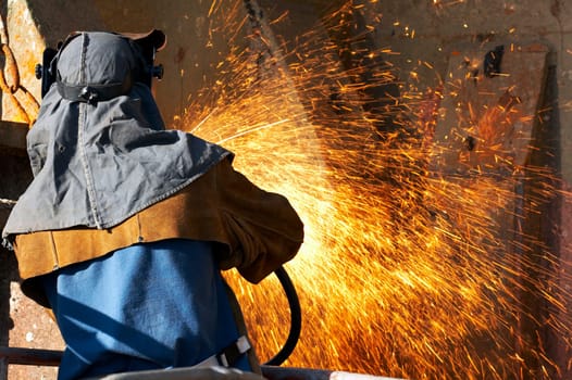 welder at shipyard working