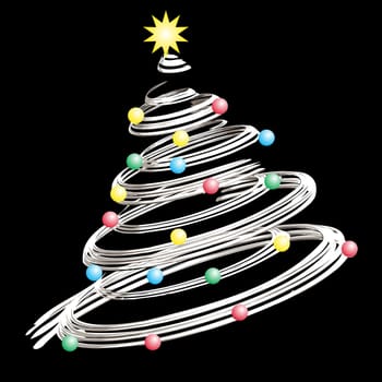 Metallic looking Christmas tree illustration