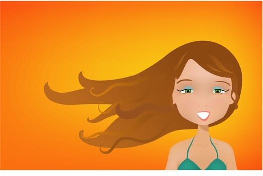 Girl enjoying summer breeze in bikini