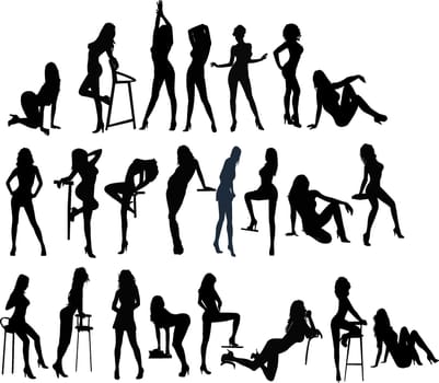 Beautyfull Girls - Silhouette Vector Illustration