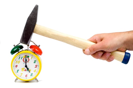 Alarm clock and hammer
