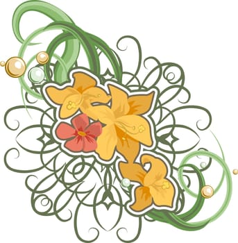A floral design element.