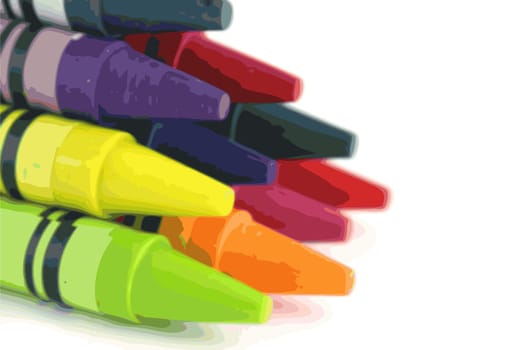 10 crayons stacked up in the shape of a small pyramid