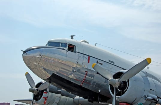 Historic Douglas DC-3 (C-47) world war airplane in restored condition