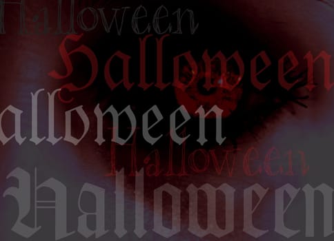 halloween background with evil eye and halloween wording