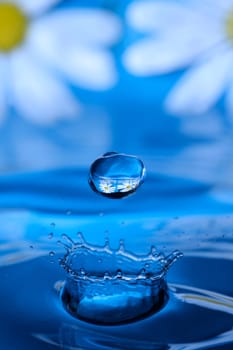 waterdrop splashing into another watersplash