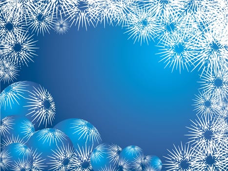 Christmas background with snowflakes and decorations