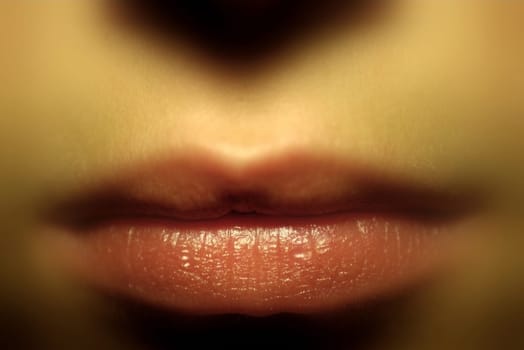 close up of red female lips