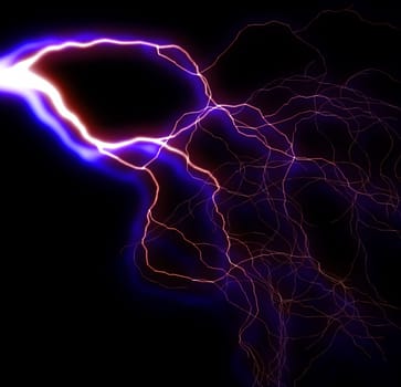 A flash of lightning against a black background.