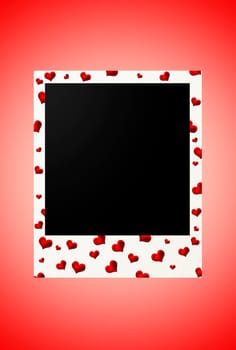 Polaroid valentine with red hearts on border