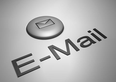 Illustration of a button with a letter cut into it and the text E-mail