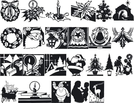 Illustration of Xmas Silhouettes - Vector Format